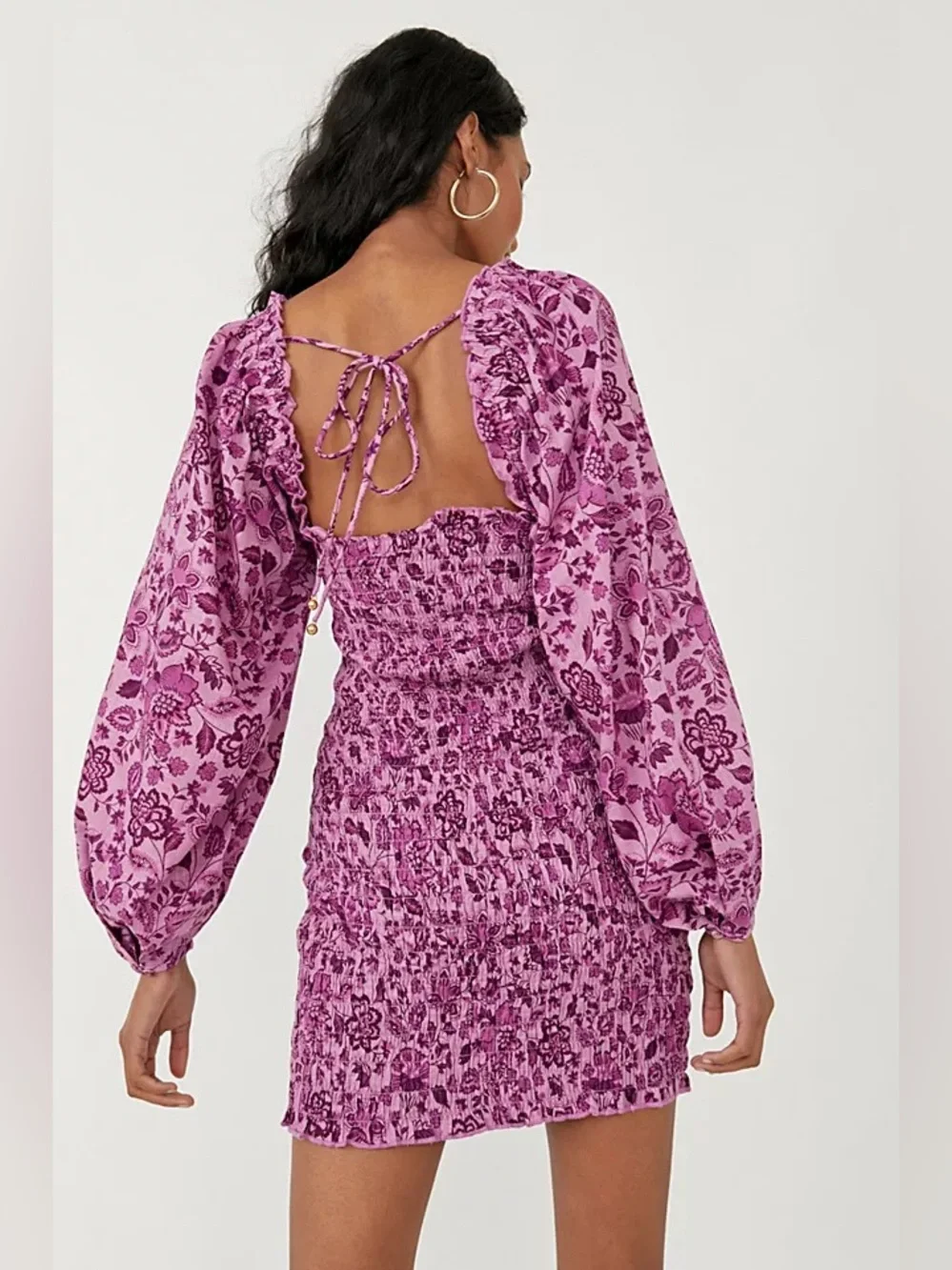 Free People / NWT Smock It To Me Mini Dress in azalea combo purple